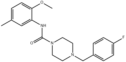 4-[(4-fluorophenyl)methyl]-N-(2-methoxy-5-methylphenyl)piperazine-1-carboxamide Struktur