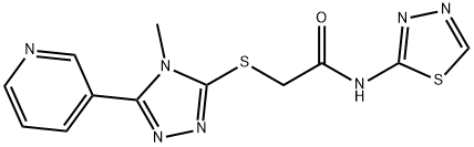 2-[(4-methyl-5-pyridin-3-yl-1,2,4-triazol-3-yl)sulfanyl]-N-(1,3,4-thiadiazol-2-yl)acetamide Struktur