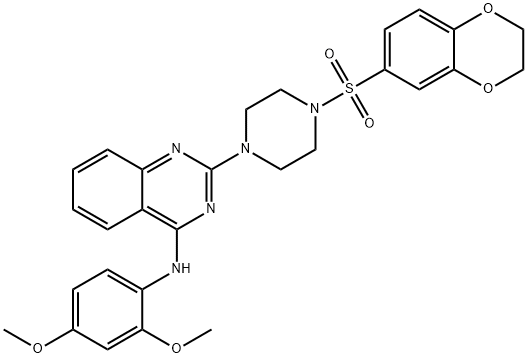 2-[4-(2,3-dihydro-1,4-benzodioxin-6-ylsulfonyl)piperazin-1-yl]-N-(2,4-dimethoxyphenyl)quinazolin-4-amine Struktur