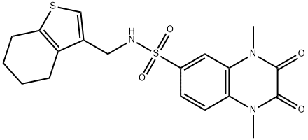 1,4-dimethyl-2,3-dioxo-N-(4,5,6,7-tetrahydro-1-benzothiophen-3-ylmethyl)quinoxaline-6-sulfonamide Struktur