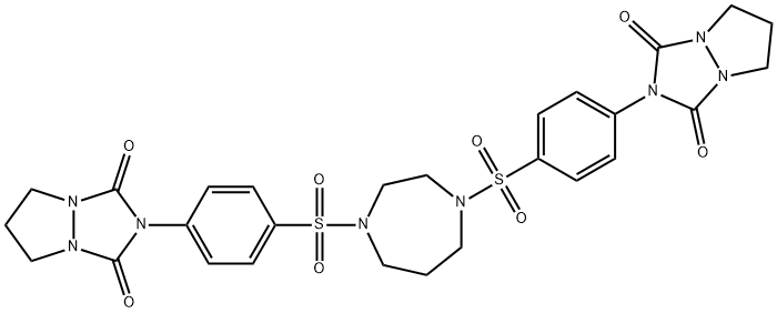 2-[4-[[4-[4-(1,3-dioxo-6,7-dihydro-5H-pyrazolo[1,2-a][1,2,4]triazol-2-yl)phenyl]sulfonyl-1,4-diazepan-1-yl]sulfonyl]phenyl]-6,7-dihydro-5H-pyrazolo[1,2-a][1,2,4]triazole-1,3-dione Struktur