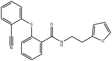 2-(2-cyanophenyl)sulfanyl-N-[2-(furan-2-yl)ethyl]benzamide Struktur