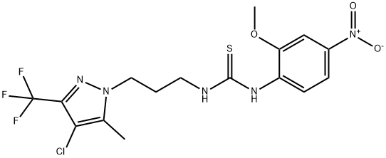 1-[3-[4-chloro-5-methyl-3-(trifluoromethyl)pyrazol-1-yl]propyl]-3-(2-methoxy-4-nitrophenyl)thiourea Struktur