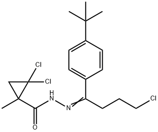 N-[(E)-[1-(4-tert-butylphenyl)-4-chlorobutylidene]amino]-2,2-dichloro-1-methylcyclopropane-1-carboxamide Struktur