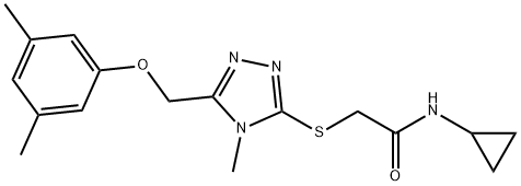 N-cyclopropyl-2-[[5-[(3,5-dimethylphenoxy)methyl]-4-methyl-1,2,4-triazol-3-yl]sulfanyl]acetamide Struktur