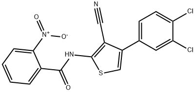 N-[3-cyano-4-(3,4-dichlorophenyl)thiophen-2-yl]-2-nitrobenzamide Struktur