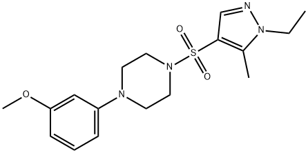 1-(1-ethyl-5-methylpyrazol-4-yl)sulfonyl-4-(3-methoxyphenyl)piperazine Struktur