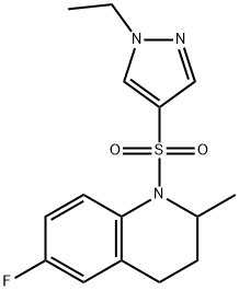 1-(1-ethylpyrazol-4-yl)sulfonyl-6-fluoro-2-methyl-3,4-dihydro-2H-quinoline Struktur