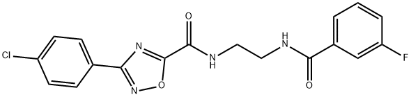 3-(4-chlorophenyl)-N-[2-[(3-fluorobenzoyl)amino]ethyl]-1,2,4-oxadiazole-5-carboxamide Struktur