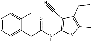 N-(3-cyano-4-ethyl-5-methylthiophen-2-yl)-2-(2-methylphenyl)acetamide Struktur