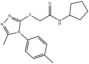 N-cyclopentyl-2-[[5-methyl-4-(4-methylphenyl)-1,2,4-triazol-3-yl]sulfanyl]acetamide Struktur