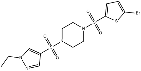 1-(5-bromothiophen-2-yl)sulfonyl-4-(1-ethylpyrazol-4-yl)sulfonylpiperazine Struktur