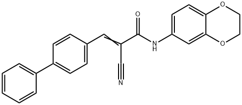 (E)-2-cyano-N-(2,3-dihydro-1,4-benzodioxin-6-yl)-3-(4-phenylphenyl)prop-2-enamide Struktur