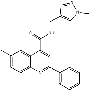 6-methyl-N-[(1-methylpyrazol-4-yl)methyl]-2-pyridin-2-ylquinoline-4-carboxamide Structure