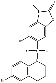 6-[(6-bromo-3,4-dihydro-2H-quinolin-1-yl)sulfonyl]-5-chloro-3-methyl-1,3-benzoxazol-2-one Struktur