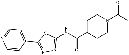 1-acetyl-N-(5-pyridin-4-yl-1,3,4-thiadiazol-2-yl)piperidine-4-carboxamide Struktur