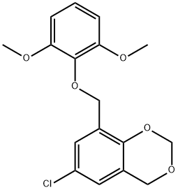 6-chloro-8-[(2,6-dimethoxyphenoxy)methyl]-4H-1,3-benzodioxine Struktur