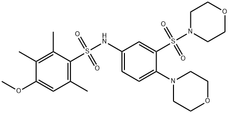 4-methoxy-2,3,6-trimethyl-N-(4-morpholin-4-yl-3-morpholin-4-ylsulfonylphenyl)benzenesulfonamide Struktur