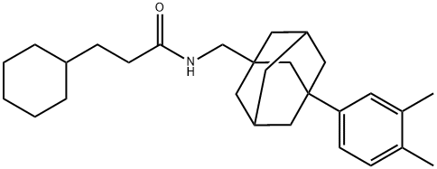 3-cyclohexyl-N-[[3-(3,4-dimethylphenyl)-1-adamantyl]methyl]propanamide Struktur