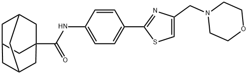 N-[4-[4-(morpholin-4-ylmethyl)-1,3-thiazol-2-yl]phenyl]adamantane-1-carboxamide Struktur