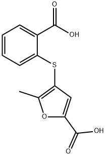 4-(2-carboxyphenyl)sulfanyl-5-methylfuran-2-carboxylic acid Struktur