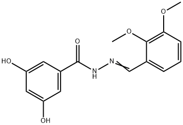 N-[(E)-(2,3-dimethoxyphenyl)methylideneamino]-3,5-dihydroxybenzamide Struktur