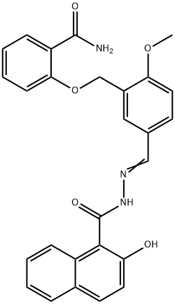 N-[(Z)-[3-[(2-carbamoylphenoxy)methyl]-4-methoxyphenyl]methylideneamino]-2-hydroxynaphthalene-1-carboxamide Struktur