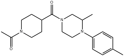 1-[4-[3-methyl-4-(4-methylphenyl)piperazine-1-carbonyl]piperidin-1-yl]ethanone Struktur