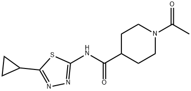 1-acetyl-N-(5-cyclopropyl-1,3,4-thiadiazol-2-yl)piperidine-4-carboxamide Struktur