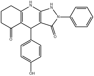 4-(4-hydroxyphenyl)-2-phenyl-1,4,6,7,8,9-hexahydropyrazolo[3,4-b]quinoline-3,5-dione Struktur