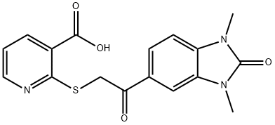 2-[2-(1,3-dimethyl-2-oxobenzimidazol-5-yl)-2-oxoethyl]sulfanylpyridine-3-carboxylic acid Struktur