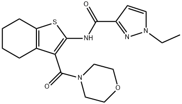 1-ethyl-N-[3-(morpholine-4-carbonyl)-4,5,6,7-tetrahydro-1-benzothiophen-2-yl]pyrazole-3-carboxamide Struktur