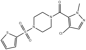 (4-chloro-2-methylpyrazol-3-yl)-(4-thiophen-2-ylsulfonylpiperazin-1-yl)methanone Struktur