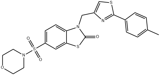 3-[[2-(4-methylphenyl)-1,3-thiazol-4-yl]methyl]-6-morpholin-4-ylsulfonyl-1,3-benzothiazol-2-one Struktur