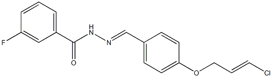 N-[(E)-[4-[(E)-3-chloroprop-2-enoxy]phenyl]methylideneamino]-3-fluorobenzamide Struktur