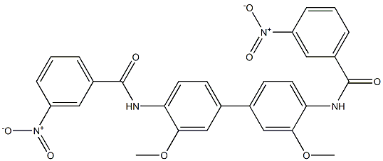 N-[2-methoxy-4-[3-methoxy-4-[(3-nitrobenzoyl)amino]phenyl]phenyl]-3-nitrobenzamide Struktur