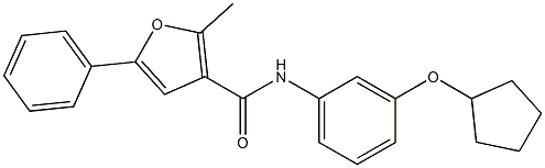 N-(3-cyclopentyloxyphenyl)-2-methyl-5-phenylfuran-3-carboxamide Struktur