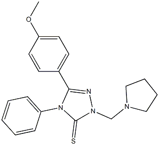 5-(4-methoxyphenyl)-4-phenyl-2-(pyrrolidin-1-ylmethyl)-1,2,4-triazole-3-thione Struktur