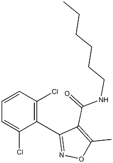 3-(2,6-dichlorophenyl)-N-hexyl-5-methyl-1,2-oxazole-4-carboxamide Struktur