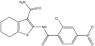 2-[(2-chloro-4-nitrobenzoyl)amino]-4,5,6,7-tetrahydro-1-benzothiophene-3-carboxamide Struktur