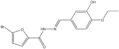 5-bromo-N-[(E)-(4-ethoxy-3-hydroxyphenyl)methylideneamino]furan-2-carboxamide Struktur