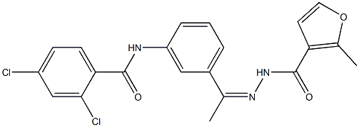 N-[(Z)-1-[3-[(2,4-dichlorobenzoyl)amino]phenyl]ethylideneamino]-2-methylfuran-3-carboxamide Struktur