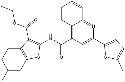 ethyl 6-methyl-2-[[2-(5-methylthiophen-2-yl)quinoline-4-carbonyl]amino]-4,5,6,7-tetrahydro-1-benzothiophene-3-carboxylate