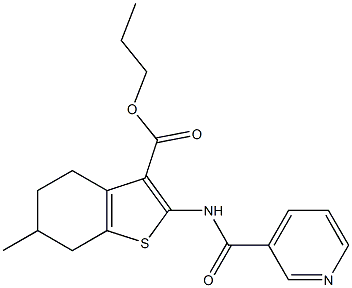 propyl 6-methyl-2-(pyridine-3-carbonylamino)-4,5,6,7-tetrahydro-1-benzothiophene-3-carboxylate Struktur