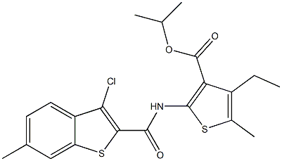 propan-2-yl 2-[(3-chloro-6-methyl-1-benzothiophene-2-carbonyl)amino]-4-ethyl-5-methylthiophene-3-carboxylate Struktur