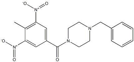 (4-benzylpiperazin-1-yl)-(4-methyl-3,5-dinitrophenyl)methanone Struktur