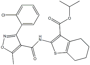 propan-2-yl 2-[[3-(2-chlorophenyl)-5-methyl-1,2-oxazole-4-carbonyl]amino]-4,5,6,7-tetrahydro-1-benzothiophene-3-carboxylate Struktur