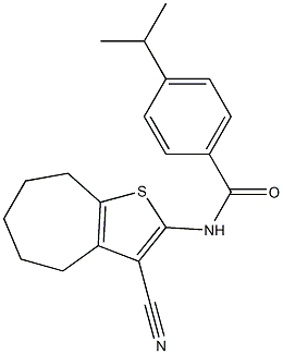 N-(3-cyano-5,6,7,8-tetrahydro-4H-cyclohepta[b]thiophen-2-yl)-4-propan-2-ylbenzamide Struktur