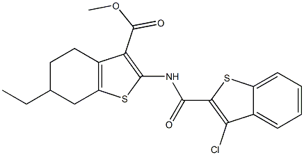 methyl 2-[(3-chloro-1-benzothiophene-2-carbonyl)amino]-6-ethyl-4,5,6,7-tetrahydro-1-benzothiophene-3-carboxylate Struktur