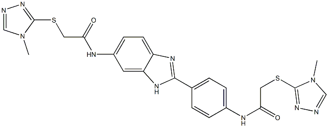 2-[(4-methyl-1,2,4-triazol-3-yl)sulfanyl]-N-[4-[6-[[2-[(4-methyl-1,2,4-triazol-3-yl)sulfanyl]acetyl]amino]-1H-benzimidazol-2-yl]phenyl]acetamide Struktur